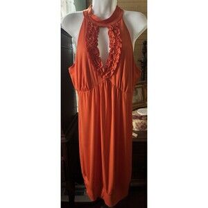 NWT Heart Soul Size 1x Women’s Halter Dress Poly Spandex Orange Banded Hem